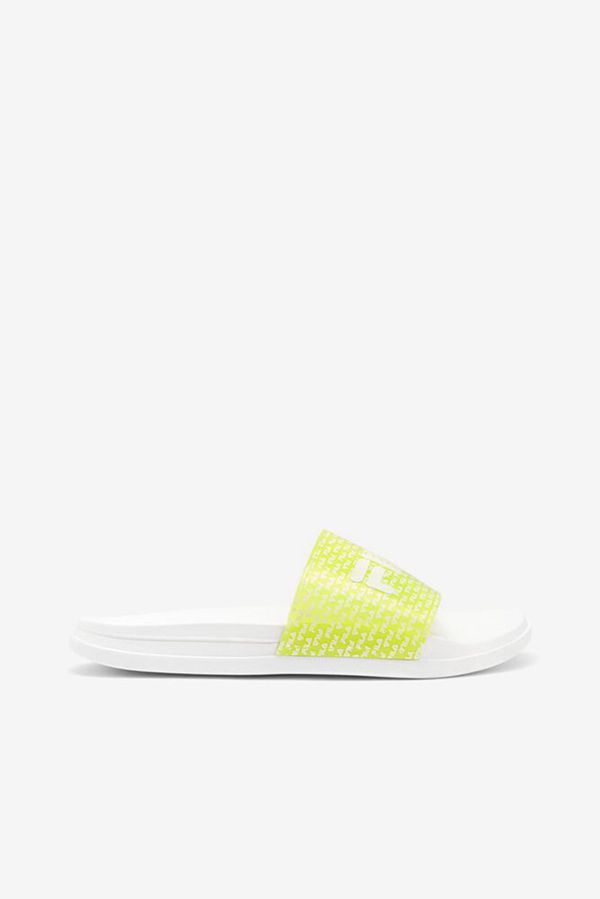 Slides Fila Mulher Branco/Amarelas/Branco - Fila Drifter Luxe Repeat Outlet Portugal,PRWI-27835